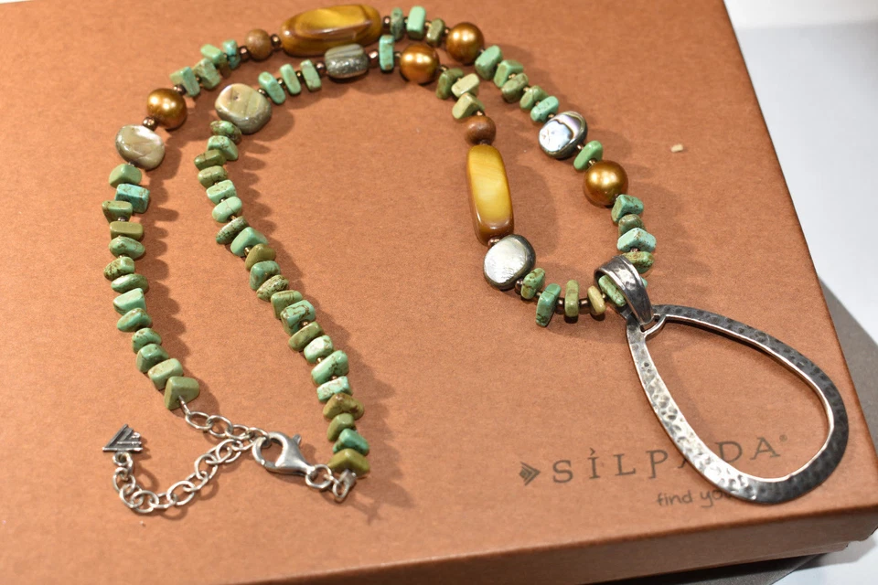 Silpada Howlite Shell Pearl Sterling Silver Necklace N1786  Retired! $89  - Image 1 of 4