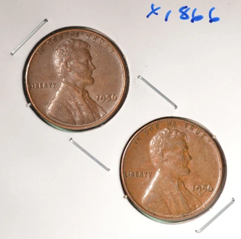 1956-P + 1956-D USA Lincoln Wheat Cent Set - INV# X-1866   🇺🇸 Cover