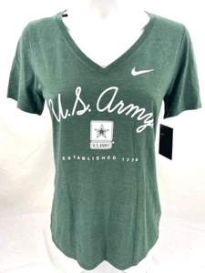 NEW U.S. Army Black Knights Nike Tee Tri-Blend V Neck SS Green T-Shirt Women's M - Picture 1 of 9