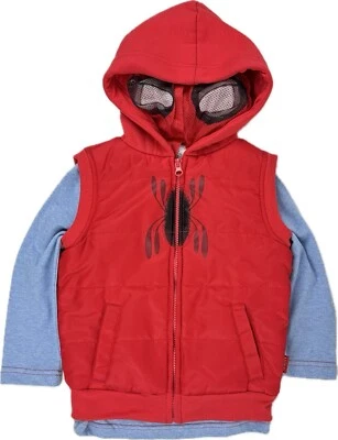 Disney Store Niño Pequeño Rojo Azul Marvel Hombre Araña Camiseta Máscara Con Capucha Chaleco Abombado Talla 3 Foto 1 de 3