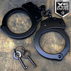 REAL Handcuffs DOUBLE  LOCK Chained BLACK STEEL  Hand Cuffs  w/ Keys