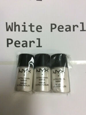 LOTE DE 3 X NYX Profesional Ultra Pearl Mania Sombra de Ojos Perla Suelta, Perla Blanca Foto 1 de 3