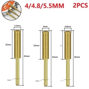 2Pc Diamond Chainsaw Sharpener Burr 4/4.8/5.5mm Grinder Chain Saw-Drill Carving - Picture 1 of 55