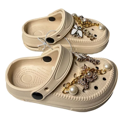 FOOTPANDA Girls Clogs Childrens Sandals Kids Charms Summer Fancy Garden Slippers Shoe Size