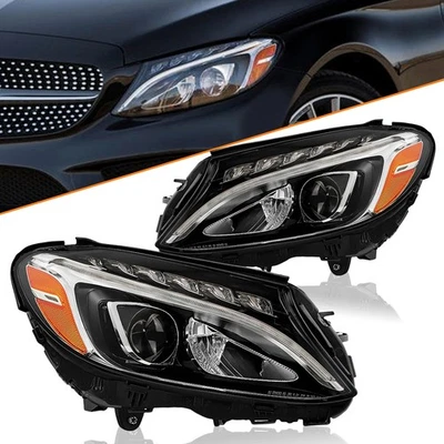 Headlight Assembly Set Fits 2015-2020 Mercedes-Benz C300 2015 C400 C63 AMG Foto 1 de 4