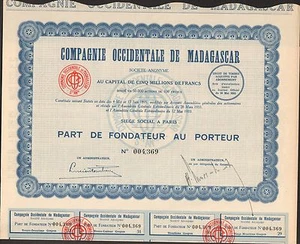 Compagnie Occidentale de MADAGASCAR (G) - Picture 1 of 1