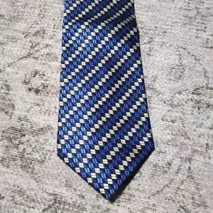 Bruno Piattelli Silk Tie Necktie Blue Yellow Geo Classic Wedding Business USA - Picture 1 of 7