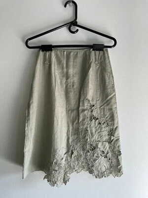VIVIENNE TAM VINTAGE SPRING 2000 EMBROIDERED WASHED NYLON SKIRT SAGE GREEN XS - Image 1 of 4