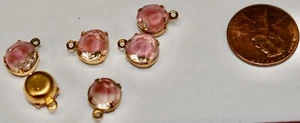 6 PINK GIVRE vintage GLASS STONES made into PENDANT BEAD • 8mm • - Picture 1 of 1