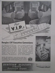 4/1947 PUB SCOTTISH AVIATION DOUGLAS C-47 DAKOTA CONVERSION AIRLINER ORIGINAL ANZEIGE - Bild 1 von 1