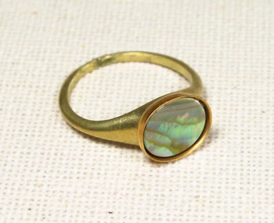 Ring PERLENSCHIMMER Messing Vintage Cabochon Perlmutt Muschel Abalone (2381) - Bild 1 von 4
