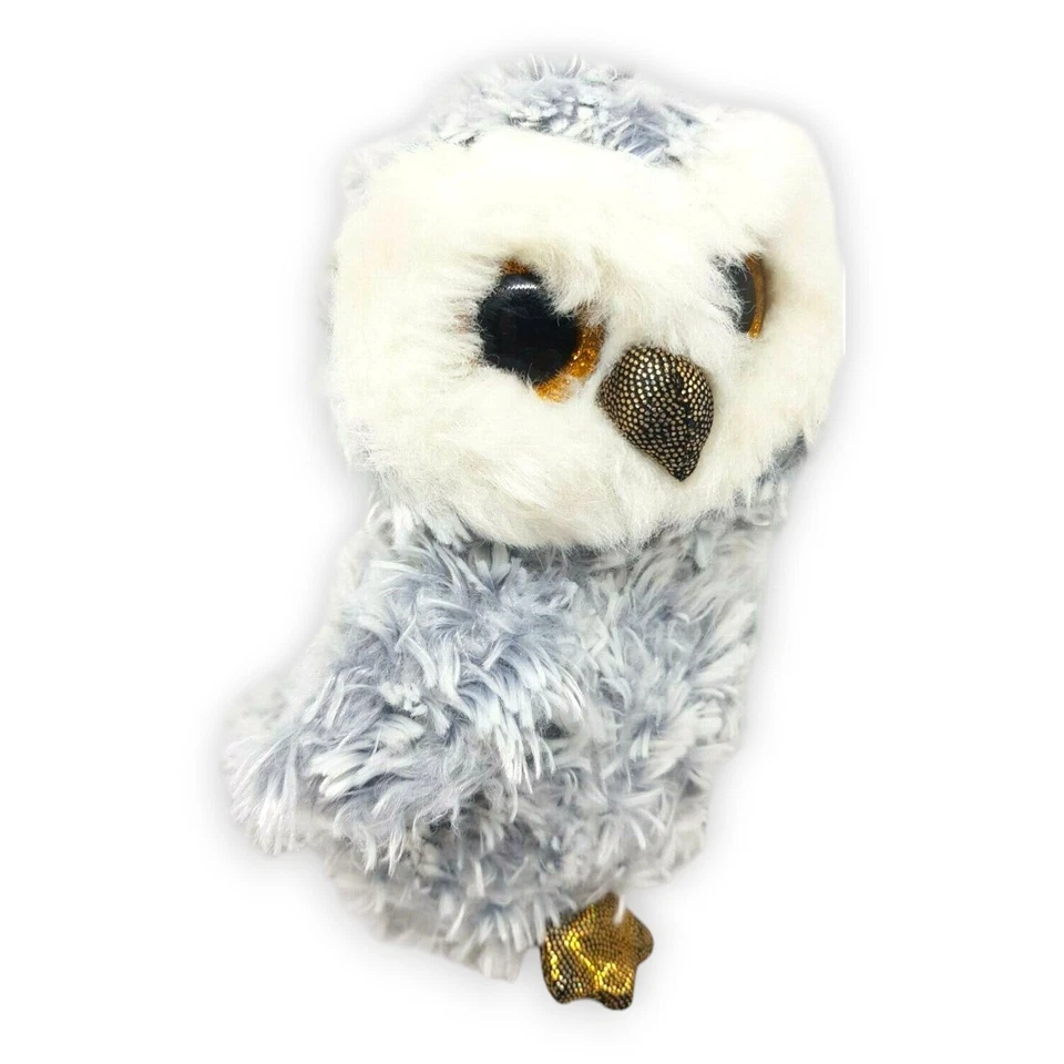 TY Owlette Stofftier 2017 TYSilk Grau Weiß Plüsch Kuschel Glubschi Augen 15 cm - Bild 1 von 4