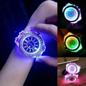 Fashion Women Girls Mens Watch Flash LED Light Crystal Quartz Sport Watches - Picture 1 of 52