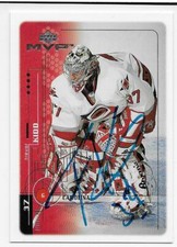 1998-99 Upper Deck MVP Hockey #36 Trevor Kidd. Hard signed Auto. Hurricanes