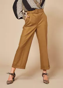 PANTALONE DONNA CALEIDOSCOPIO TOFFEE COLOR CINTURA CROP TAGLIA 8 NUOVO CON ETICHETTE - Foto 1 di 2