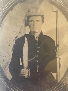 Confederate Civil War Soldier WAGLAY Tintype Bowie Knife Rifle & FAMILY ALBUM - Picture 1 of 22