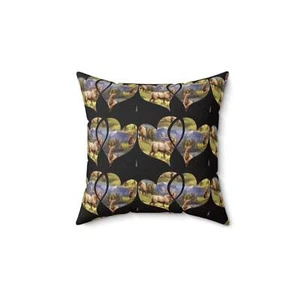 Elk-Inspired Square Pillow with Scenic Heart Design - Picture 1 of 13