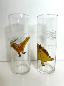 2 Coca Cola Drinking Glasses Pteranodon Stegosaurus Dinosaurs Germany 0.4L 13 oz - Picture 1 of 15