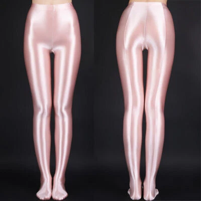 Womens Satin High Gloss Opaque Pantyhose Shiny Wet Look Stretch Tights Stockings - Image 1 of 4