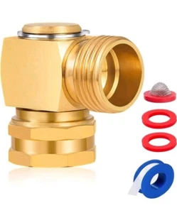 Garden Hose Swivel Elbow Connector 90° Solid Brass Pipe Fittings Replacement - Picture 1 of 8