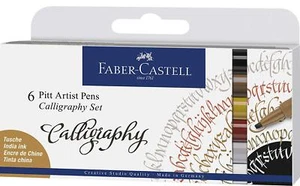 Faber-Castell Art & Graphic PITT Artist Pen Set Calligraphy Multicoloured 6pk - Picture 1 of 1