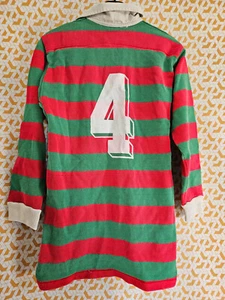 Maillot Rugby 80'S Vintage Jersey rayé Porté #4 coton fabriqué en France - S - Picture 1 of 5