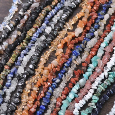 Freeform 5mm~8mm Natural Stone Gemstone 15" Strand Chips Beads Bulk Lots - Image 1 of 4