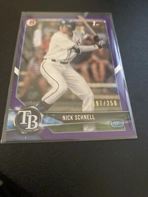 2018 Bowman Draft Nick Schnell Purple Paper Parallel #'d /250 Rays Rookie RC - Image 1 of 2