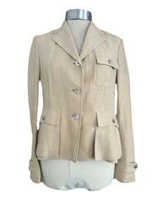 Ralph Lauren Beige 100% Linen Safari Jacket Lightweight Blazer US 6 UK 10 - Picture 1 of 20