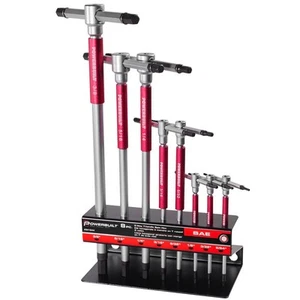 8 Pc SAE T-Handle Hex Allen Key Wrench Set w/ Speed Sleeves for Fast Spinning... - Picture 1 of 5