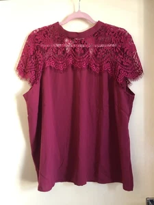 Womens Magenta Lace Blouse Top Studio Size 20 - Picture 1 of 8