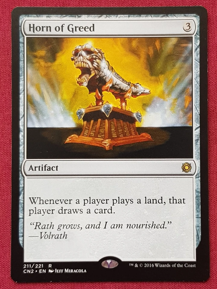 Magic The Gathering CONSPIRACY TAKE THE CROWN HORN OF GREED artifact card MTG - Image 1 of 2