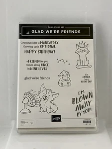 Stampin' Up! GLAD WE'RE FRIENDS Cling Rubber Stamp Set Corgi Cat Guinea Neu - Bild 1 von 2
