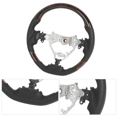 2019 Wood Grain Hydro‑Dip Steering Wheel Perforated Leather For Highlander XU50 - Image 1 of 4