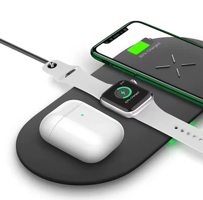 Cargador Inalámbrico Rápido - Teléfono + Apple Watch + Almohadilla para Auriculares, 18W Qi Dock 3 en 1 Foto 1 de 4