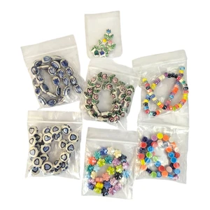 Lot of 100+ Ceramic Porcelain Flower Beads | Tulip Bright Color Hearts Spacers - Picture 1 of 8