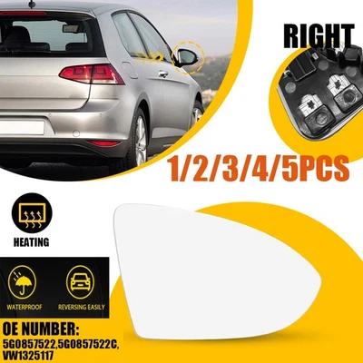 Right Passenger Side Heated Mirror Glass Fits Volkswagen Golf Jetta 2015-21 1-5x - Image 1 of 4