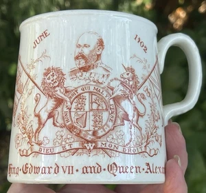 frank beardmore co Antique 1902 King Edward VII Queen Alexandra coronation mug - Picture 1 of 21