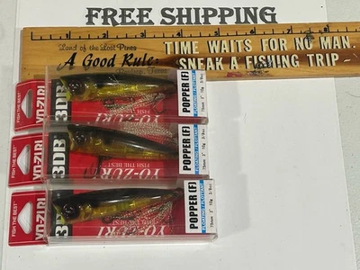 LOTE DE 3 yo zuri 3db prisma onda movimiento superficie popper 3" dorado negro COLOR NUEVO EN PAQUETE Foto 1 de 4