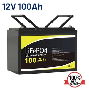 12V 100Ah LiFePO4 Battery BMS Lithium Emergency Solar Boat Camping Backup Power - Picture 1 of 24