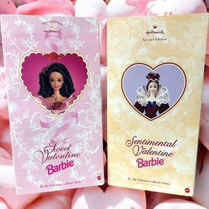 Vintage 90s Valentine Hallmark Barbie Collector Series Fashion Doll NRFB Pair - Picture 1 of 22