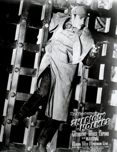 *BASIL RATHBONE IN THE ADVENTURES OF SHERLOCK HOLMES ACTION PHOTO DEERSTALKER* - Bild 1 von 1