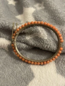 Bracciale antico con perle di corallo naturale - bel colore - Foto 1 di 13