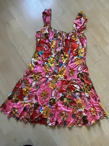 Vintage 70’s Style Free People 100% Silk Floral Mini Dress Pink Women’s Size 12 - Picture 1 of 9