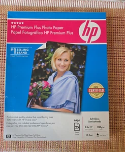 HP Photo Paper 8.5 x 11 Premium Plus Soft Gloss Inkjet 25 Sheets NEW, Sealed - Picture 1 of 2
