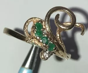 Vintage Ring mit Smaragden und Diamant Vintage Ring 14 Karat Gold Größe 6 - Bild 1 von 12
