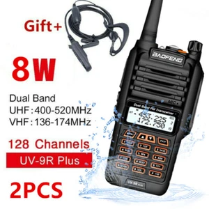 2X UV-9R Plus Baofeng 8W VHF UHF Walkie Talkie Doble Banda Dos Vías Radio Herramienta de Trabajo - Imagen 1 de 12