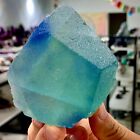354G Natural blue  green cubic fluorite mineral crystal sample