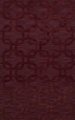 Red Transitional Hand Hooked Rectangles Rounded Squares Area Rug Geometric DV7 - Image 1 of 2