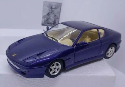 BBURAGO 1:25 scale Ferrari 456 GT 1992 blue die-cast metal no box - Immagine 1 di 4